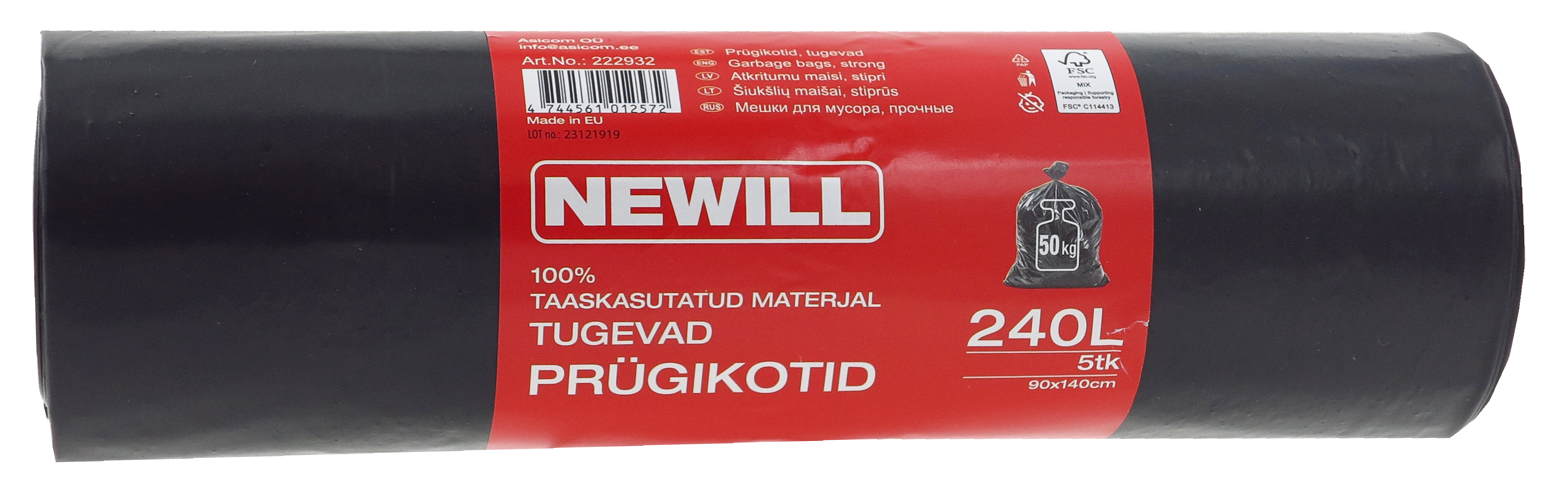 Prügikott 240L, 5tk, tugev